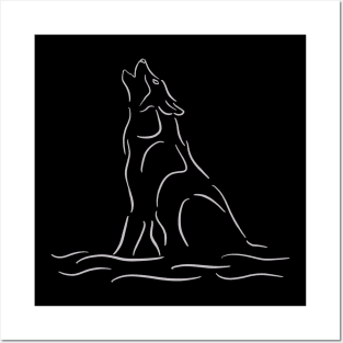 Minimalist Wolf Howling Posters and Art